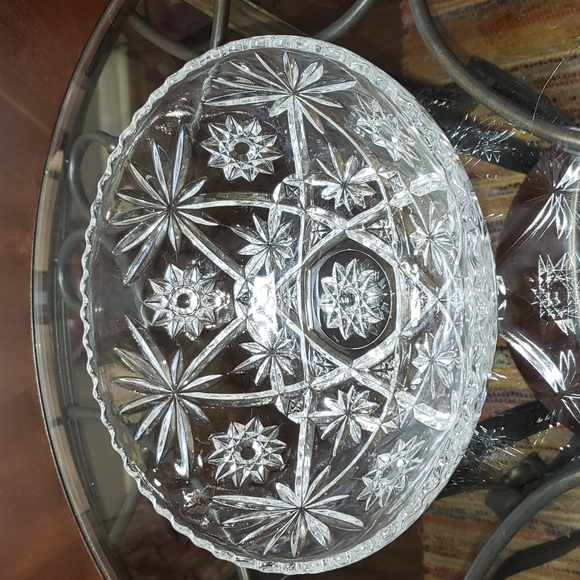 FF 💘 VINTAGE ANCHOR HOCKING GLASS STAR OF DAVID PRESCUT CRYSTAL * - Picture 3 of 4